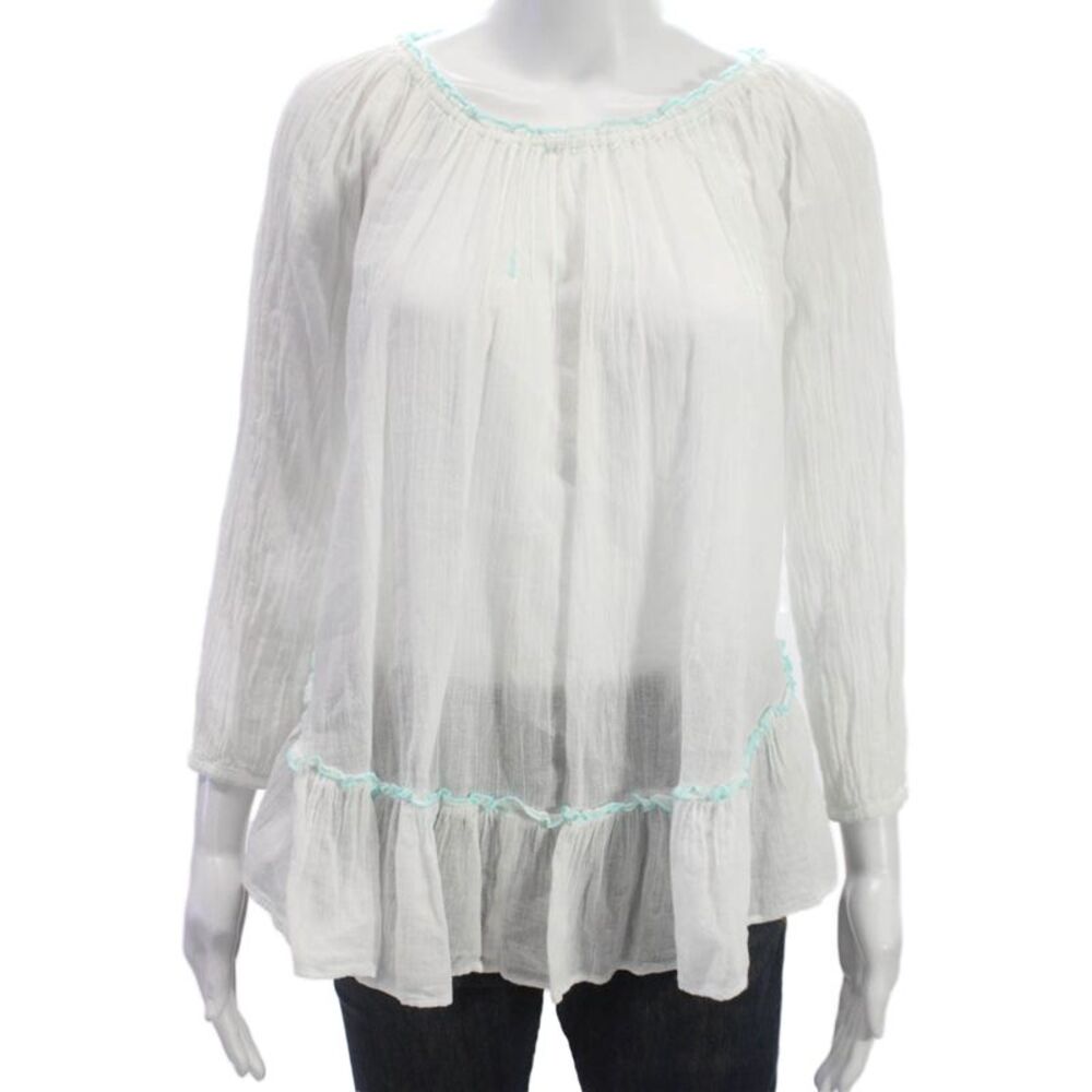 Basta Surf Women Tunic White 3/4 Sleeve Cotton Boat Neck Size XS